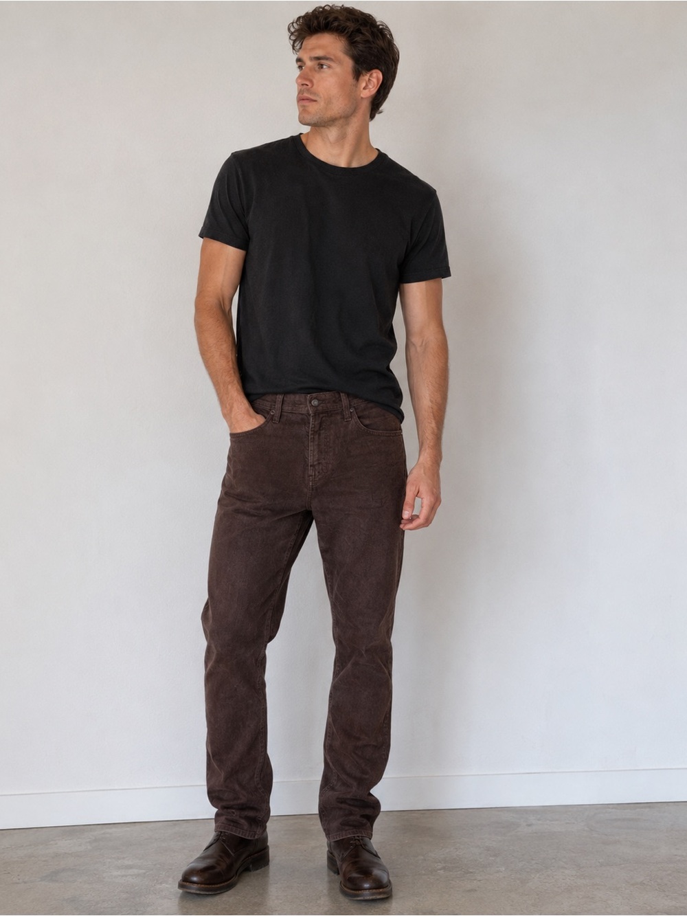 AG Adriano Goldschmied NWOT Matchbox Slim Straight Corduroy Brown Pants Size 33